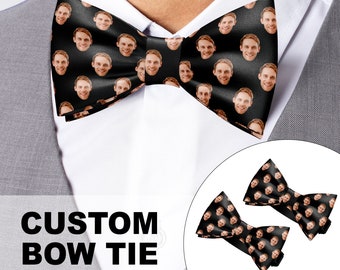 Custom Bow Tie from Photos, Personalized Funny Bow Tie with Face, Put Any Face On The Bow Ties, Gifts For Boyfriend, Husband, Dad, Grandpa