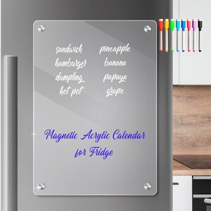Acrylic Dry Erase Board for Refrigerator, Small WhiteBoard for Fridge, Easy to Write and Clean Boards Reusable, Includes 8 Color Markers image 2