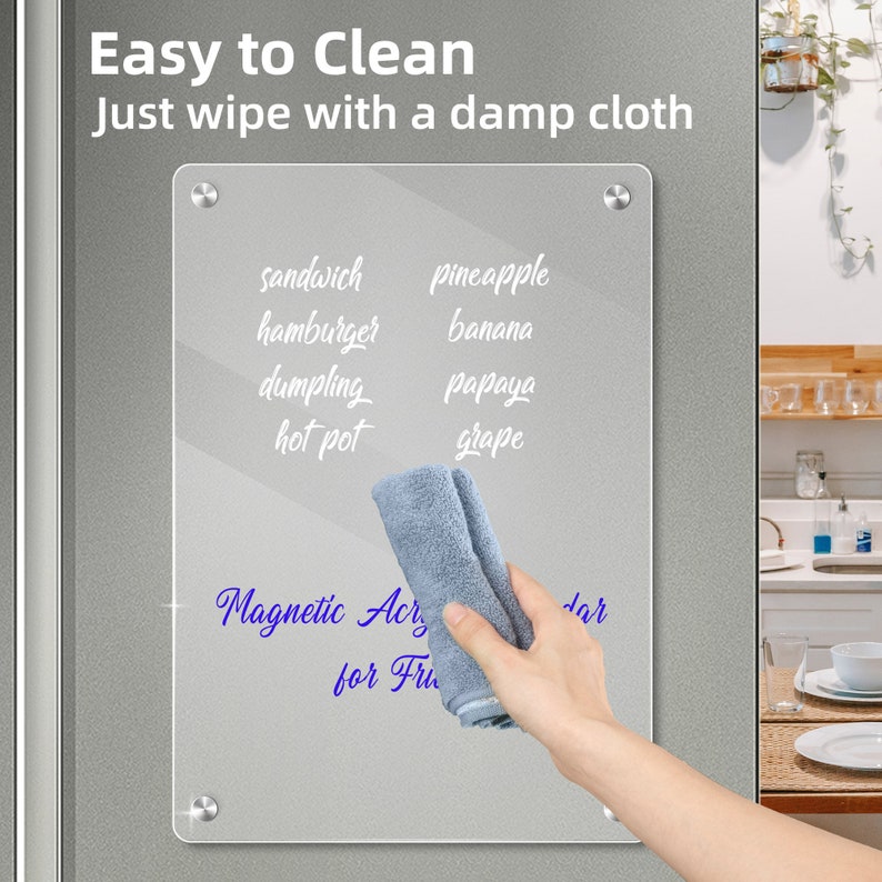 Acrylic Dry Erase Board for Refrigerator, Small WhiteBoard for Fridge, Easy to Write and Clean Boards Reusable, Includes 8 Color Markers image 4