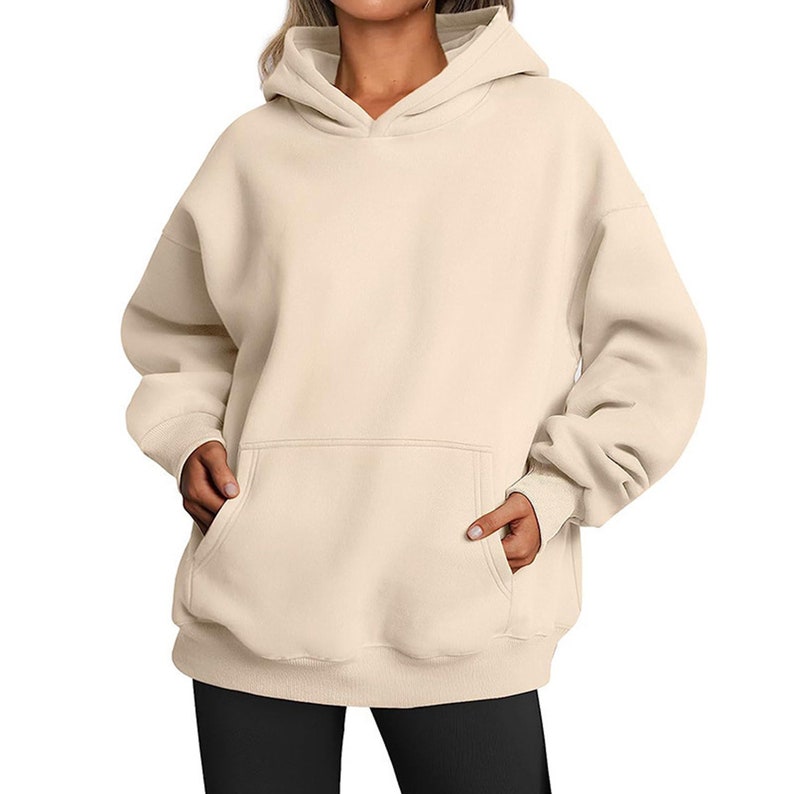 Sudaderas con Capucha De Gran Tamaño para Mujer, Sudadera Básica Sólida con Bolsillo, Sudadera con Capucha Informal De Manga Larga De Varios Colores Espesar Sudaderas Minimalistas Khaki