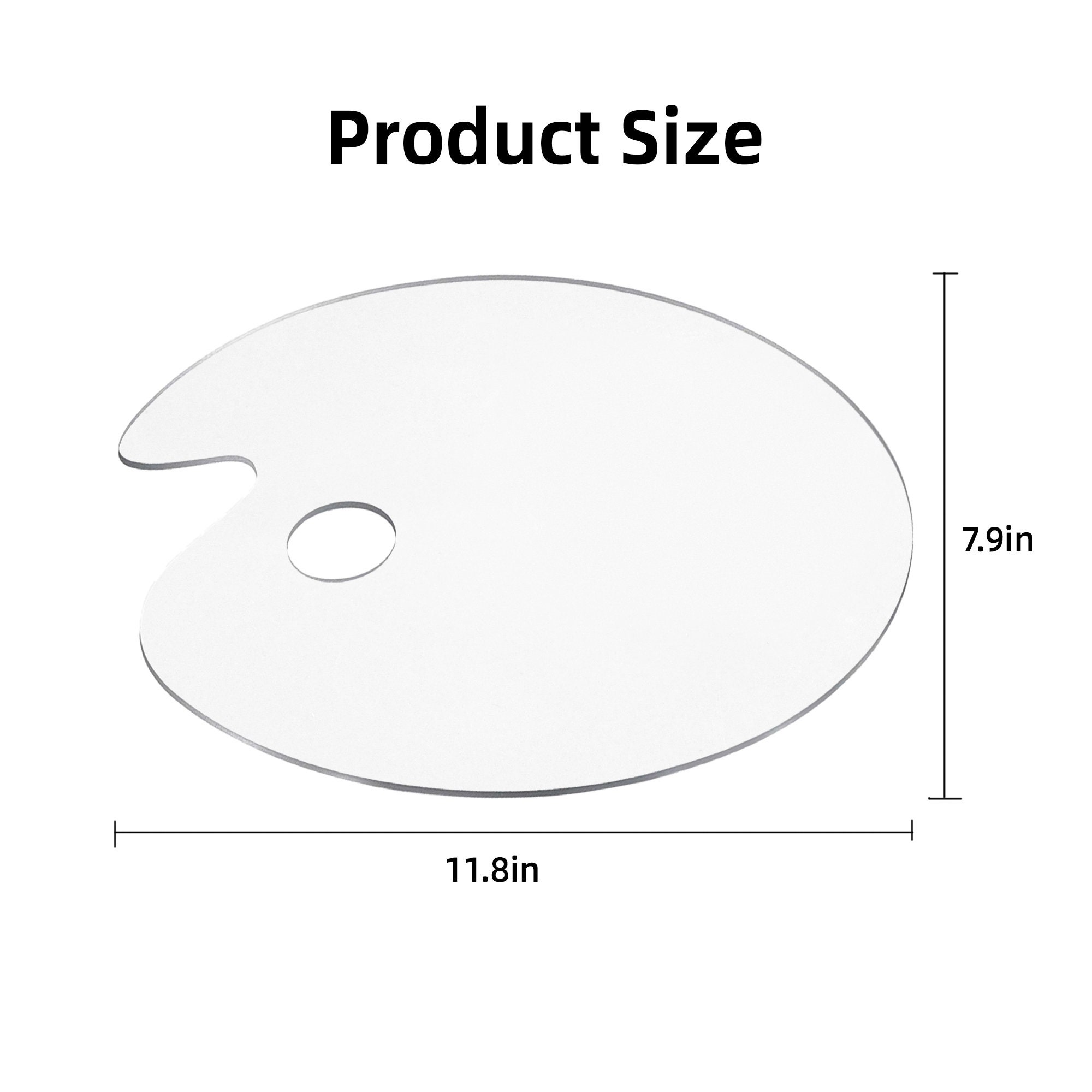 US Art Supply 9 x 11.8 Clear Oval-Shaped Acrylic Painting Palette (Pack  of 2) - Transparent Plastic Artist Paint Color Mixing Trays - Non-Stick