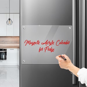 Acrylic Note Board Refrigerator Dry Erase Board Magnetic Clear Blank Refrigerator Calendar Resuable Planner Boards Include 8 Color Markers image 4