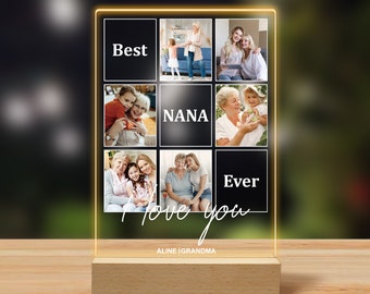 Personalized Photo Lamp for NaNa, Custom Acrylic Night Light with Photos, Grandma's Night Light Gift from Grandson, Gift for Nana's Birthday