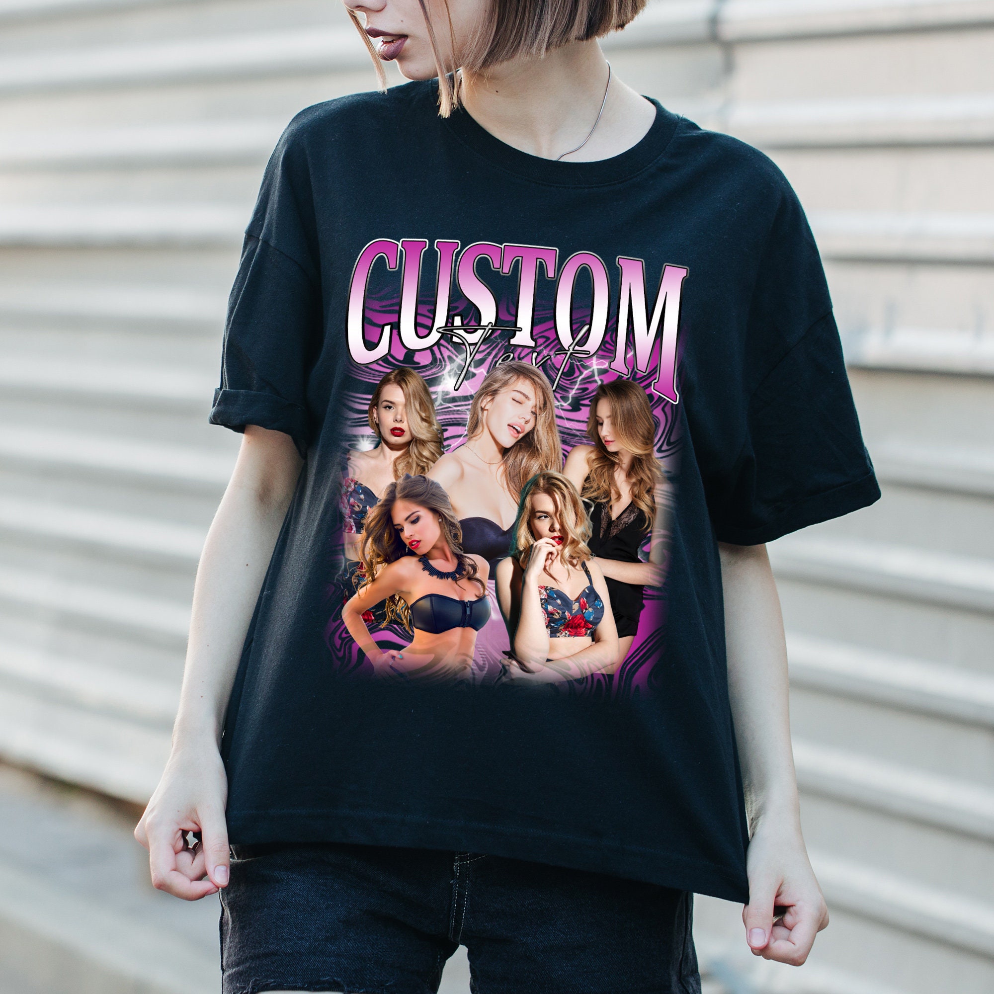 Personalized Bootleg Rap Shirt, Personalized 90s Vintage Shirts with Photos