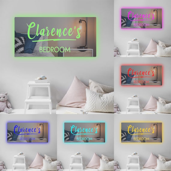 Personalized Name Mirror Light For Bedroom LED Light Up Mirror for Wall,  Custom Mirror Neon Signs Wall Decor, Custom Name Sign for Bedroom,Christmas