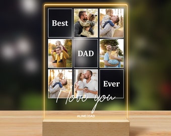 Personalized Photo Night Light for Dad from Daughter Son, Custom Best Dad Ever Name Bedroom Light, Birthday Fathers Day Gifts for Daddy