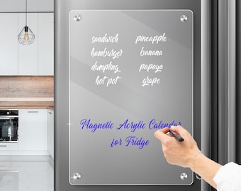 Acrylic Dry Erase Board for Refrigerator, Small WhiteBoard for Fridge, Easy to Write and Clean Boards Reusable, Includes 8 Color Markers