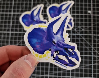Pegatina de calavera de triceratops: regalo artístico de dinosaurio