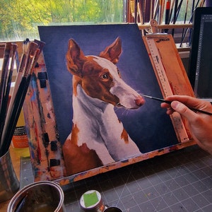 Custom dog portrait painting, dog portrait from photo, oil painting, dog pet portrait, Commission Dog Painting, Framed Wall Art