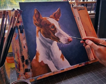 Retrato de perro personalizado: pintura al óleo, retrato de mascota por encargo, arte mural enmarcado.