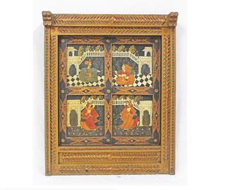 アンティークスタイルの壁パネル、素朴なブルー仕上げ、彫刻された木製