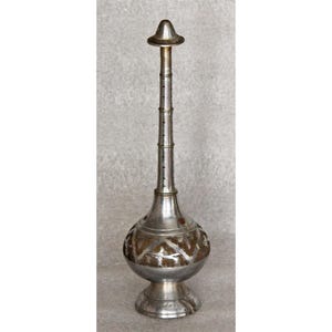 Vintage Brass Indian Gulab Pash | Silver Rosewater Sprinkler | Handmade Metal Art | Ornate Collectible