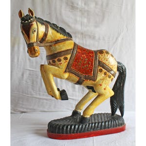 Hand Painted Wooden Horse | Rajasthani Folk Art Decor | Ethnic Horse Sculpture | Vintage Style Figurine | Home Decor Gift for Collectors