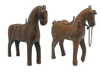 Handcrafted Figurine Rustic Wooden Horse | Primitive Folk Art Figurine | Vintage Style Horse | Ethnic Decor | | Primitive Art Collectible