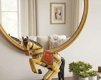 Hand-Painted Wooden Horse Statue – Indian Folk Art Figurine