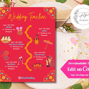 Sikh Bride Wedding Week Timeline | Instant Download | Editable |