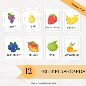 Tarjetas didácticas Tarjetas de frutas Tarjetas didácticas Montessori para enseñar frutas a los niños Tarjetas preescolares Tarjetas imprimibles de frutas para la educación en casa Frutas