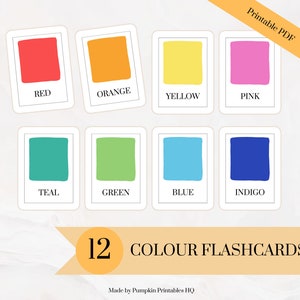 Flashcards Kleuren voor het lesgeven Montessori Flashcards Pre-schoolkaarten voor kinderen Educatieve afdrukbare kaarten om kleuren voor kinderen te leren