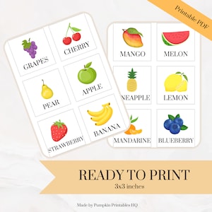 Flashcards Fruit Cards Montessori Flashcards for Teaching Fruits to ...