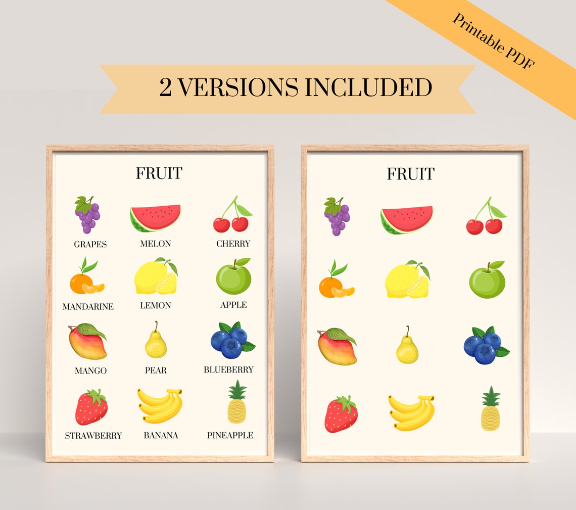 Poster Fruits for Children Montessori Poster Learning Fruit Classroom ...