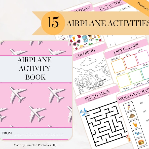 Games Airplane for Kids Activities on Holiday Book  for Traveling with Children to Entertain during a Flight with Kids Airplane Book Pink