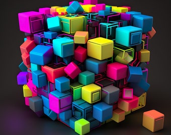 Digital Abstract Rubiks Cube - Bricks