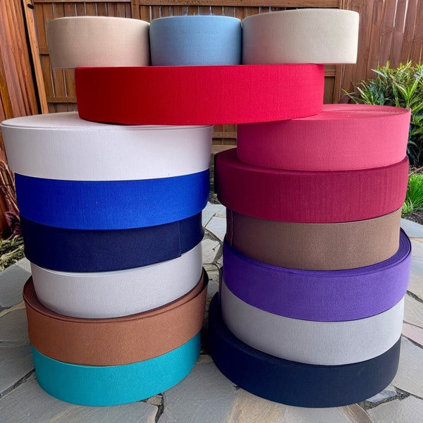 2 inch elastic, waistband elastic, elastic band, elastic webbing, soft wide solid colored nylon elastic, sold by yard, wholesale