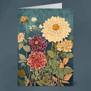 Dahlien - 126 mm x 175 mm Hochformat Grußkarte