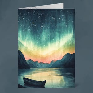 Nordlichter - 126 mm x 175 mm Porträt Blanko-Grußkarte