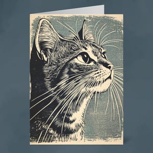 Getigerte Katze - 126 mm x 175 mm Porträt Blanko Grußkarte