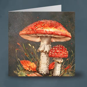 Fliegenpilz-Waldpilze - 148 mm quadratische Grußkarte