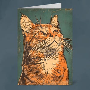 Ingwer Katze - 126 mm x 175 mm Porträt Blanko Grußkarte