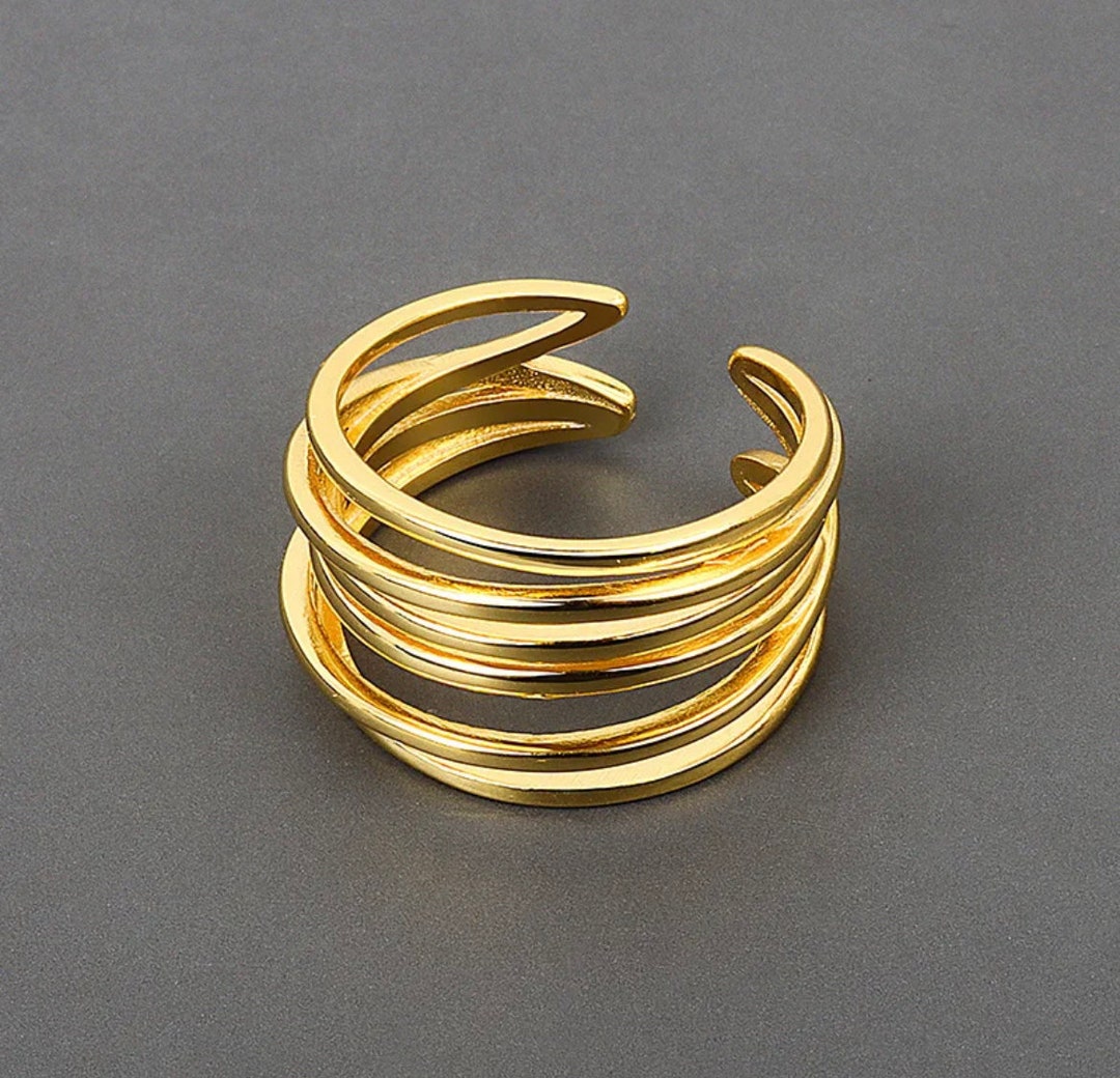 Simple Geometric Multilayer Rings Wedding Rings Winding - Etsy