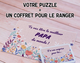 Puzzle Personnalisé (28x19,3 cm) 120 pièces + Son Coffret Métal pour le ranger | Cadeau original | Tu vas être le meilleur papa du monde !