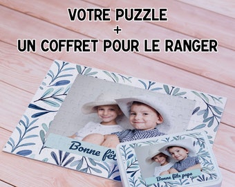 Puzzle Photo Personnalisé (28x19,3 cm) 120 pièces + Son Coffret Métal pour le ranger | Cadeau original | Bonne fête papa !