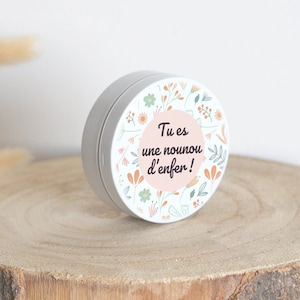 Boîte Personnalisée | Cadeau original personnalisé Nounou | Boîte Ronde à Bonbons | Nounou d'Enfer | Boîte Rangement | Boîte Nounou