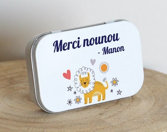 Boîte Personnalisée | Cadeau original personnalisé Nounou | Boîte à Savon Métal | Merci Nounou | Boîte Rangement | Boîte Nounou