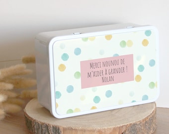 Custom Box | Original personalized Nanny gift | Metal Sugar Box | Thank you Nanny Peas | Storage Box | Nanny Box