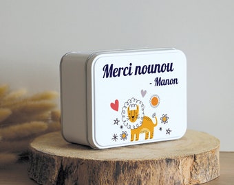 Boîte Personnalisée | Cadeau original personnalisé Nounou | Boite sucre blanche | Merci Nounou | Boîte Rangement | Boîte Nounou