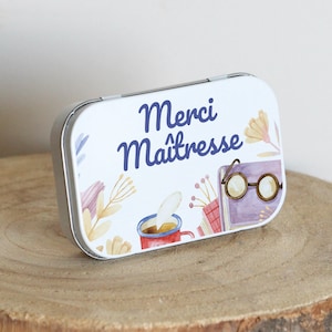 Caja personalizada | Regalo original amante | Jabonera Metálica | Gracias Ama / Maestra | Patrón de niño de escuela