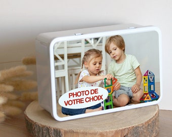 Boîte Personnalisée Photo | Cadeau original personnalisé | Boîte à Sucre Métal | Boîte à Gâteaux | Personnalisez avec votre photo !