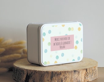 Benutzerdefinierte Box | Originelles personalisiertes Nanny-Geschenk | Weiße Zuckerdose | Danke Nanny Peas | Aufbewahrungsbox | Nanny-Box