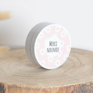 Boîte Personnalisée | Cadeau original personnalisé Nounou | Boîte Ronde à Bonbons | Merci Nounou Marguerite | Boîte Rangement | Boîte Nounou