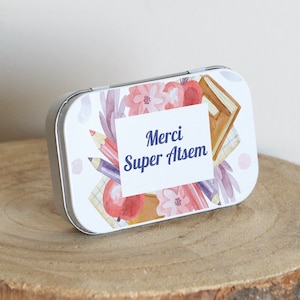 Caja personalizada | Regalo original ATSEM | Jabonera Metálica | Gracias Súper ATSEM | Patrón de niño de escuela