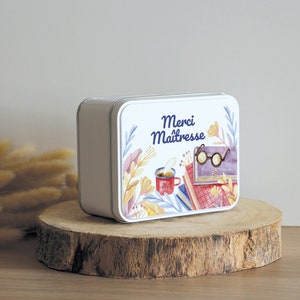 Caja personalizada | Regalo original amante | Caja de azúcar blanca | Gracias Ama / Maestra | Patrón de niño de escuela