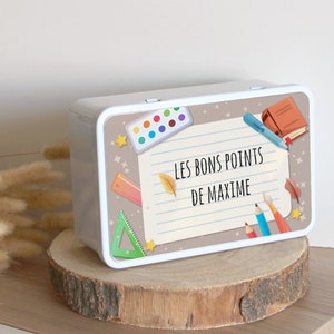 Custom Box | Original personalized child gift | Metal Sugar Box | Good Points Box | Storage Box | School box