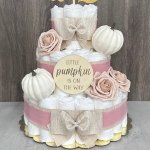 Little Pumpkin Diaper Cake Baby Shower Gift Baby Girl Gift Baby Shower Centerpiece Baby Shower Decor Little Pumpkin Baby Shower