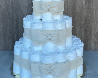 Diaper Cake Plain Diaper Cake Undecorated Diaper Cake DIY Diaper Cake Basic Diaper Cake DIY Baby Shower Gift Baby Shower Centerpiece