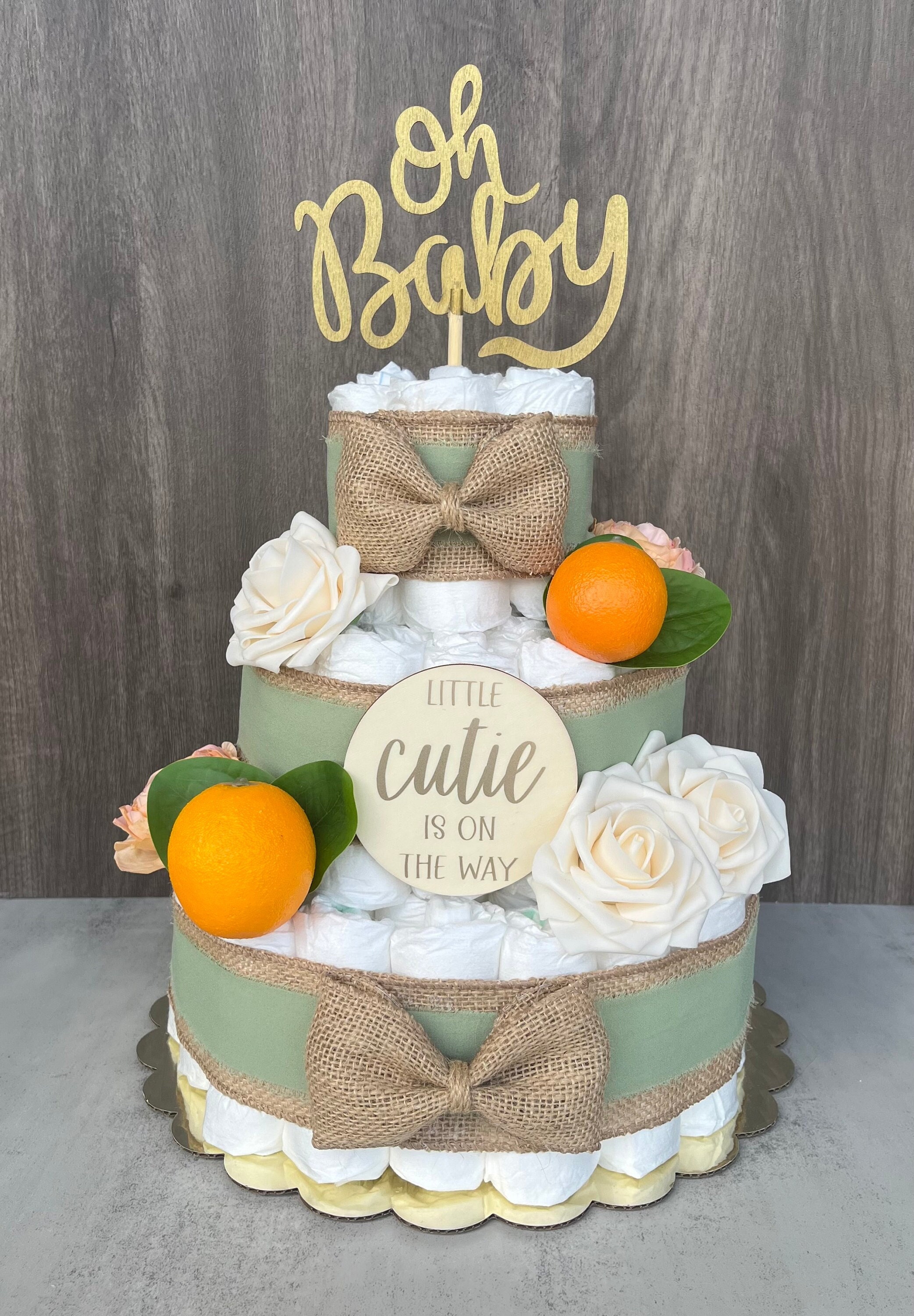 Little Cutie Diaper Cake Baby Shower Gift Gender Neutral Baby Gift Baby ...
