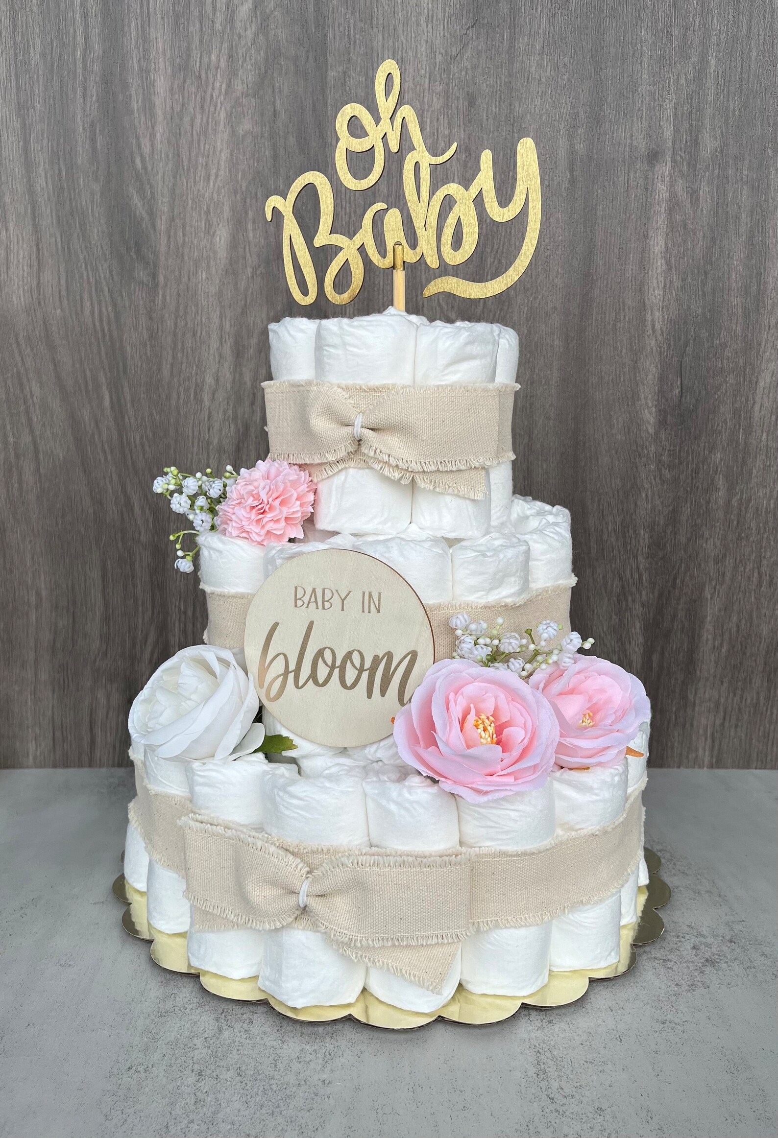 Baby in Bloom Diaper Cake Baby Shower Gift Baby Girl Gift Baby Shower ...